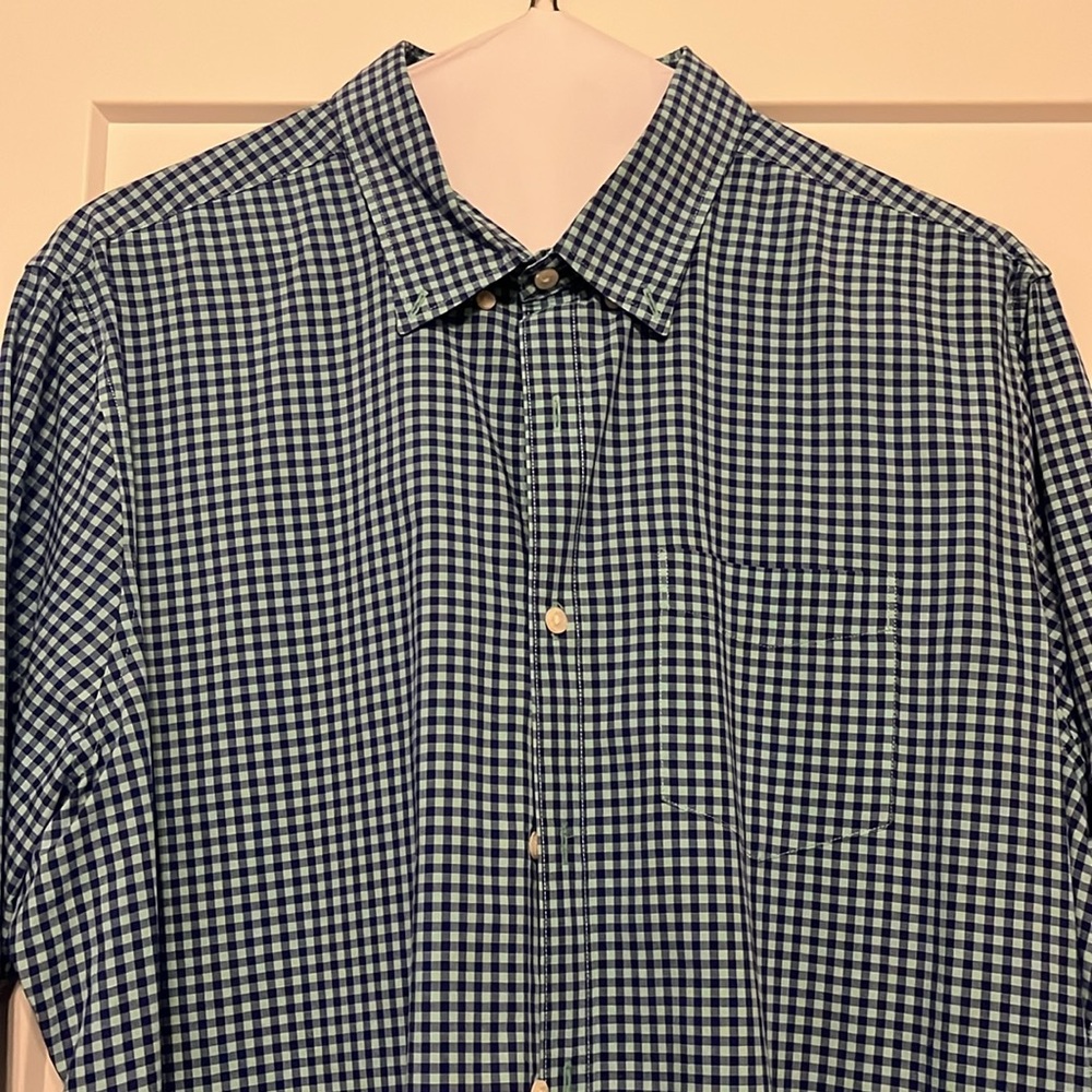 American Eagle Blue Gingham Check Button Down Col… - image 3